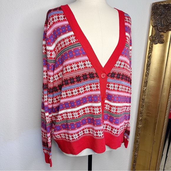 NWT Lane Bryant Classic Long Sleeve Button Front Fair Isle Cardigan Size 26/28 - Picture 11 of 11